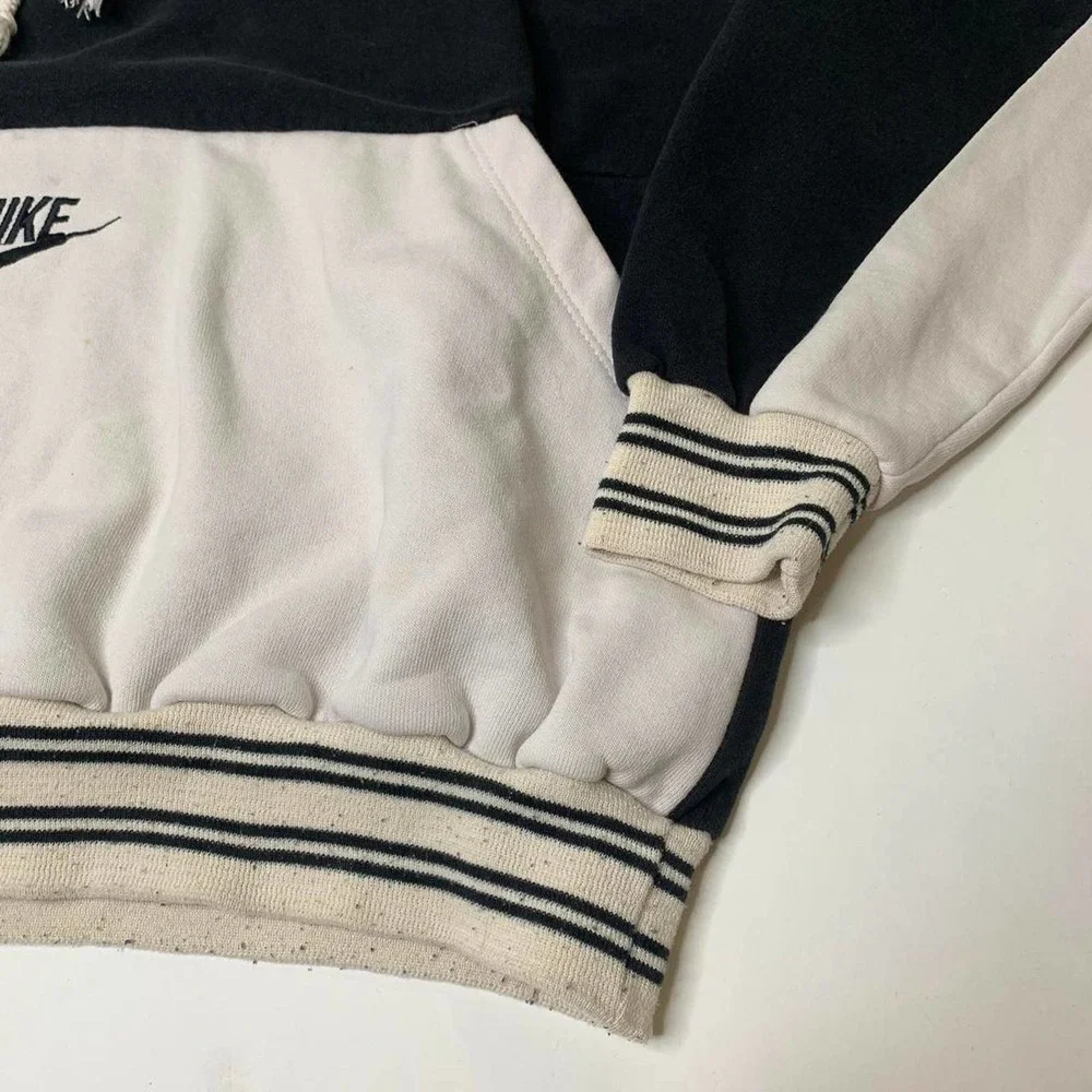 Vintage y2k Nike Center Swoosh Hoodie 80s Black & White - Picture 2 of 4
